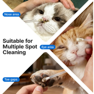 Hisopos limpiadores para orejas de mascota — 100 uds, precargados y envasados individualmente