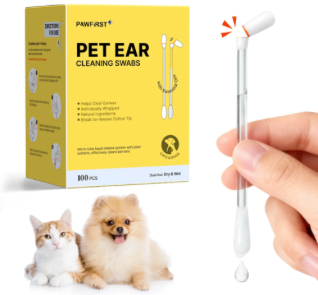 Hisopos limpiadores para orejas de mascota — 100 uds, precargados y envasados individualmente