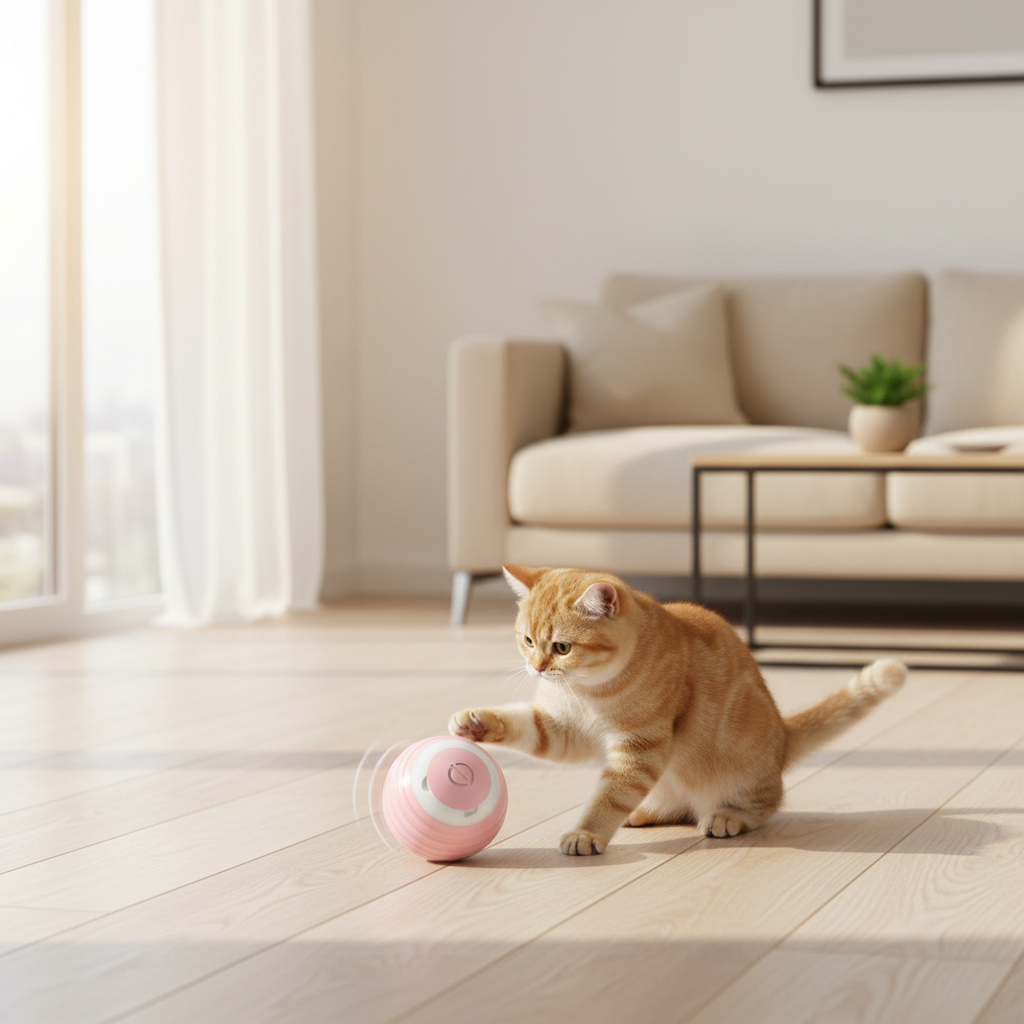Pelota interactiva automática para gatos